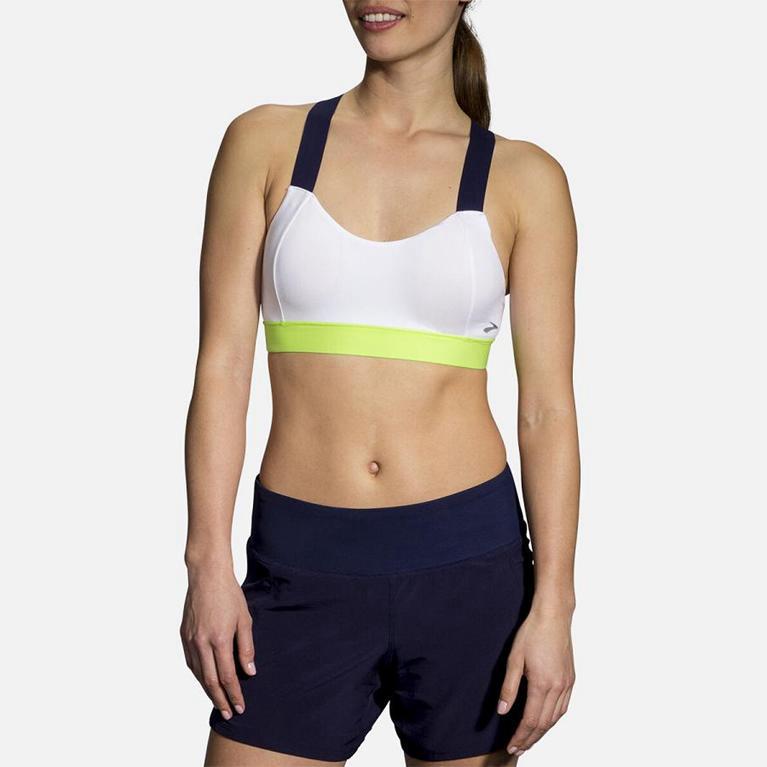 Brooks HOT SPORTS Running Bra Womens Outlet - White (YPQ641908)